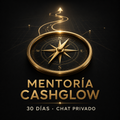 Portada negra y dorada de Mentoría CashGlow, 30 días de chat privado