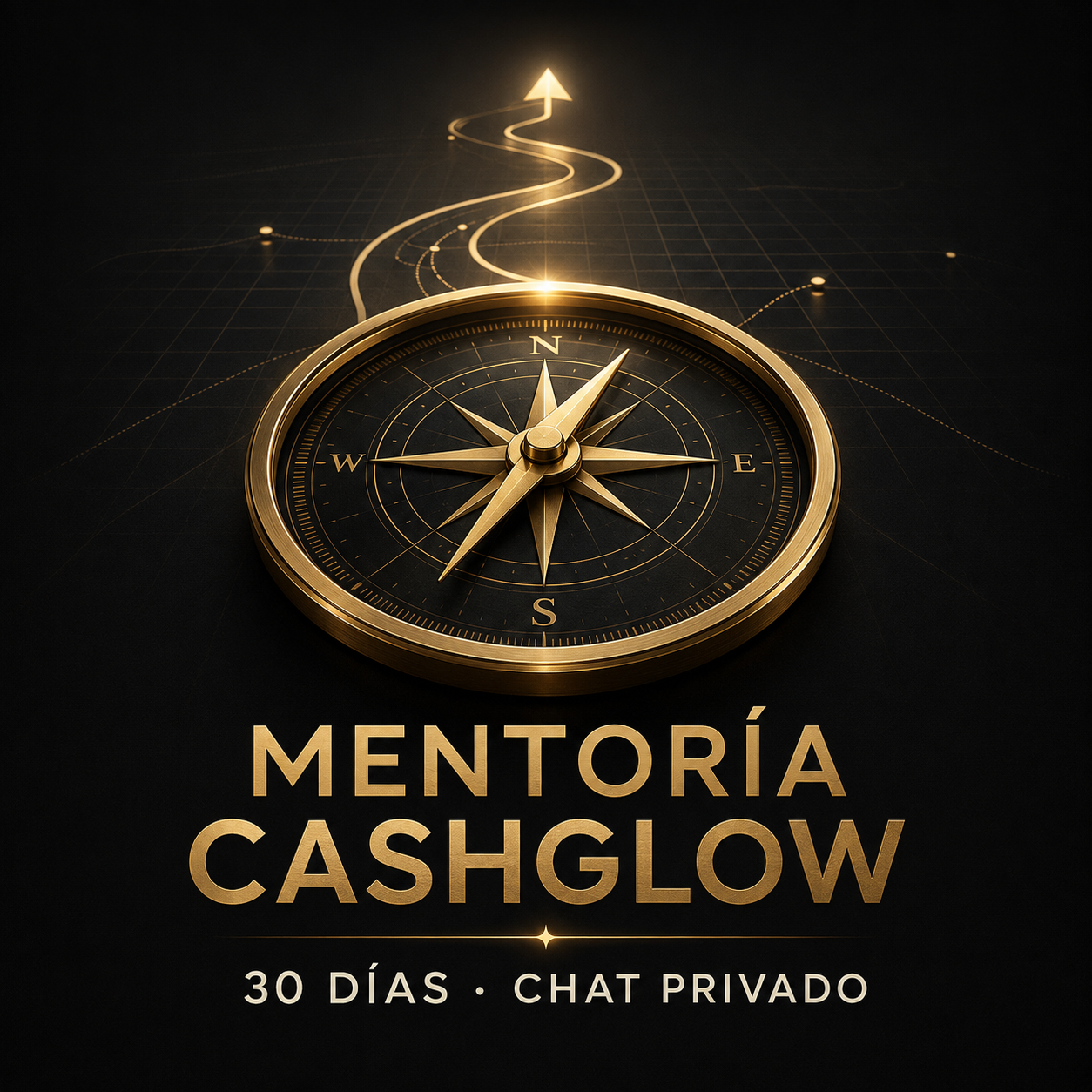 Portada negra y dorada de Mentoría CashGlow, 30 días de chat privado