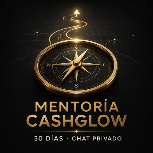 Portada negra y dorada de Mentoría CashGlow, 30 días de chat privado